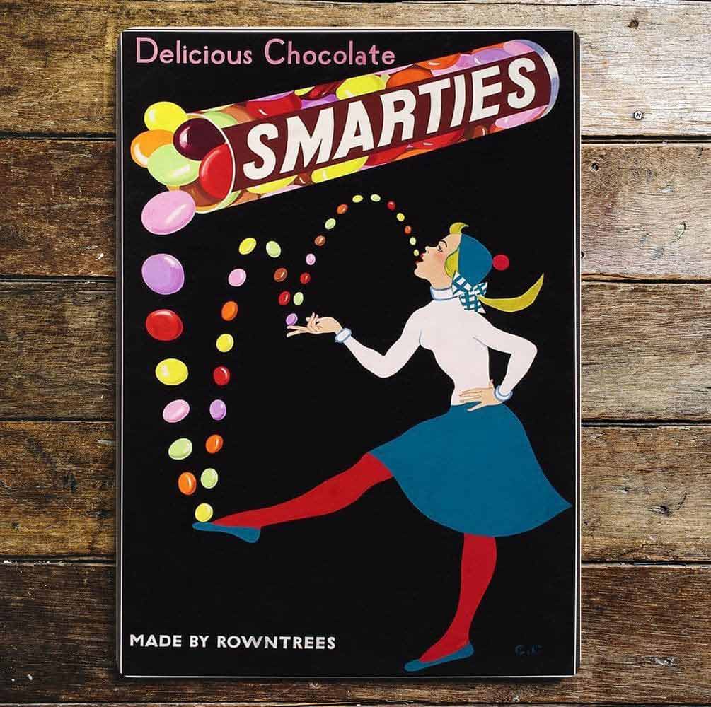 Metal Retro Rowntrees Smarties Advertising Sign