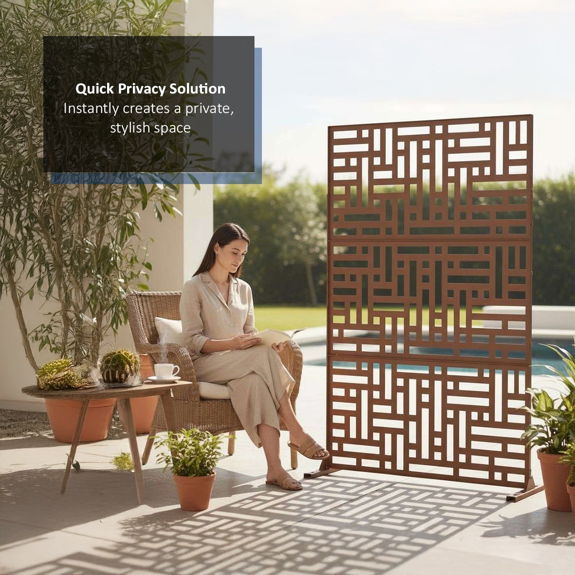 Metal Indoor/Outdoor Privacy Screen 90cm x 180cm - Maze