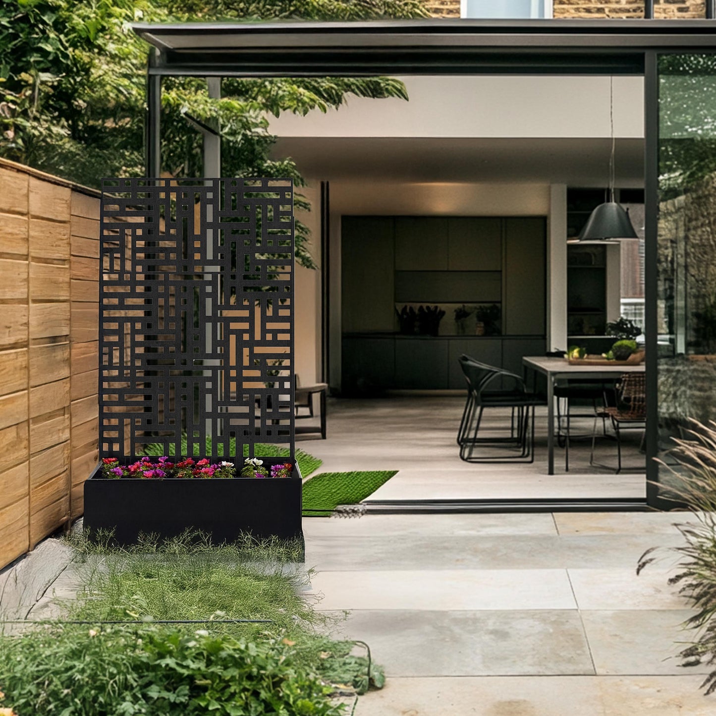 Metal Indoor/Outdoor Privacy Screen with Plant Pot - 90cm x 180cm