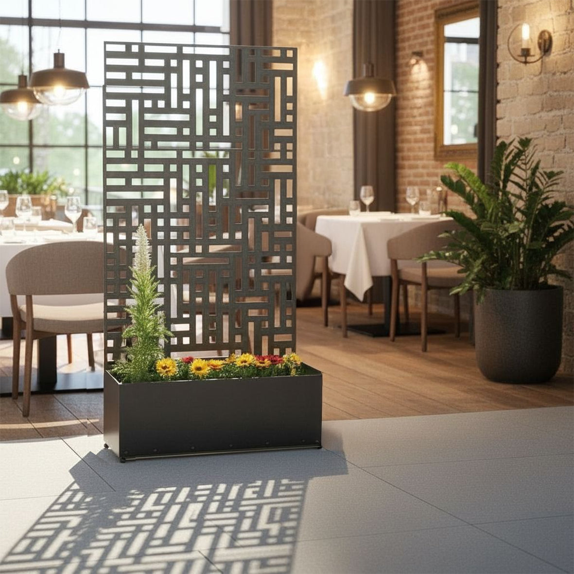 Metal Indoor/Outdoor Privacy Screen with Plant Pot - 90cm x 180cm