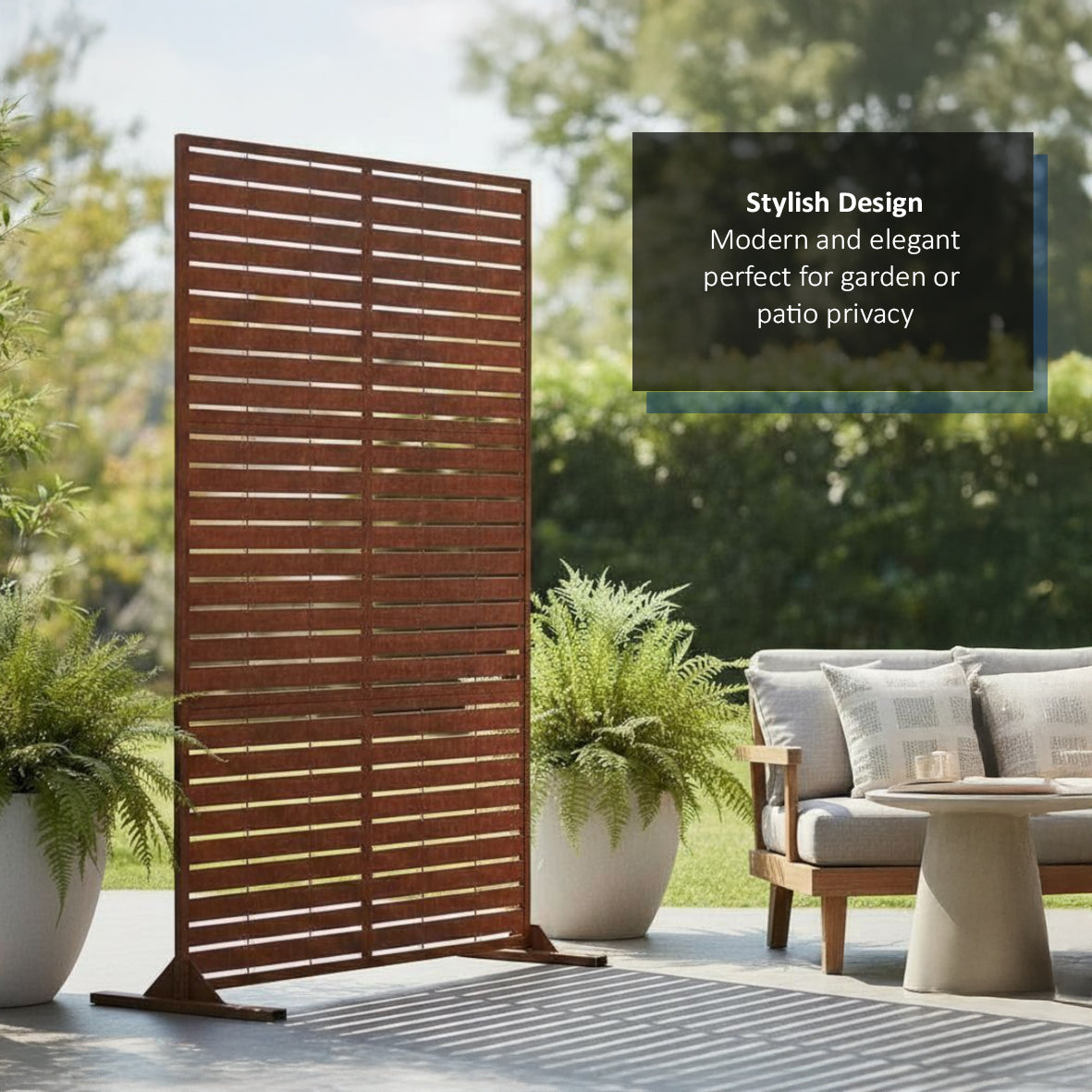 Metal Indoor/Outdoor Privacy Screen 90cm x 180cm - Slats