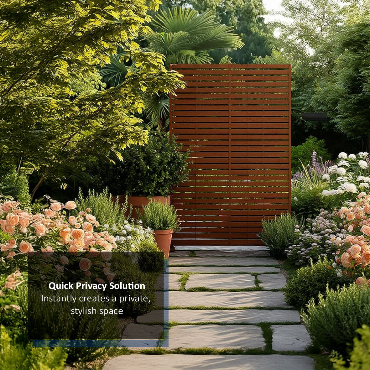 Metal Indoor/Outdoor Privacy Screen 90cm x 180cm - Slats