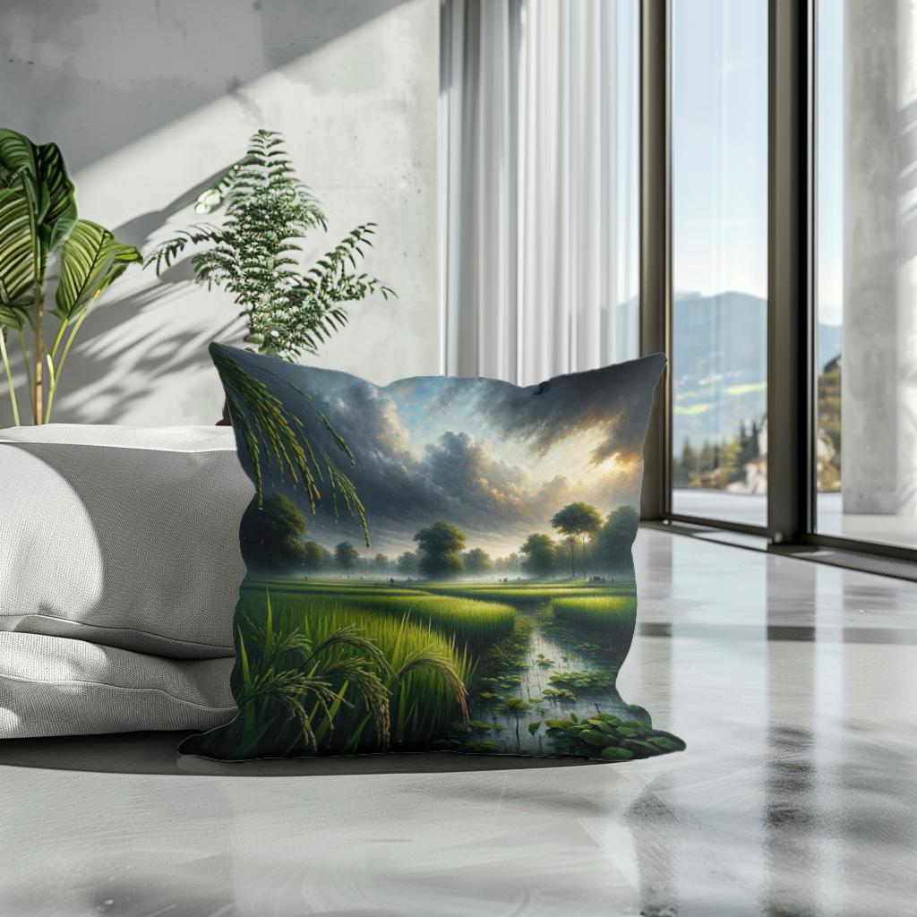 Monsoon Over Bengal Cotton Cushion