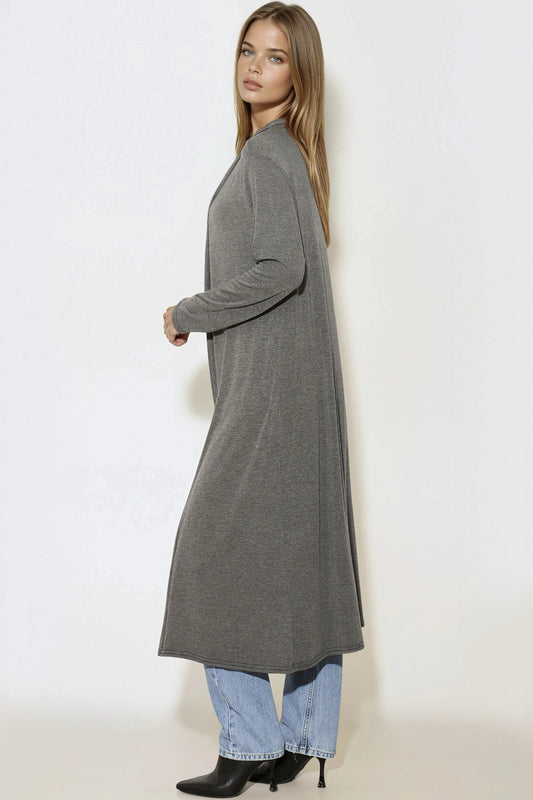 Charcoal Jersey Longline Cardigan