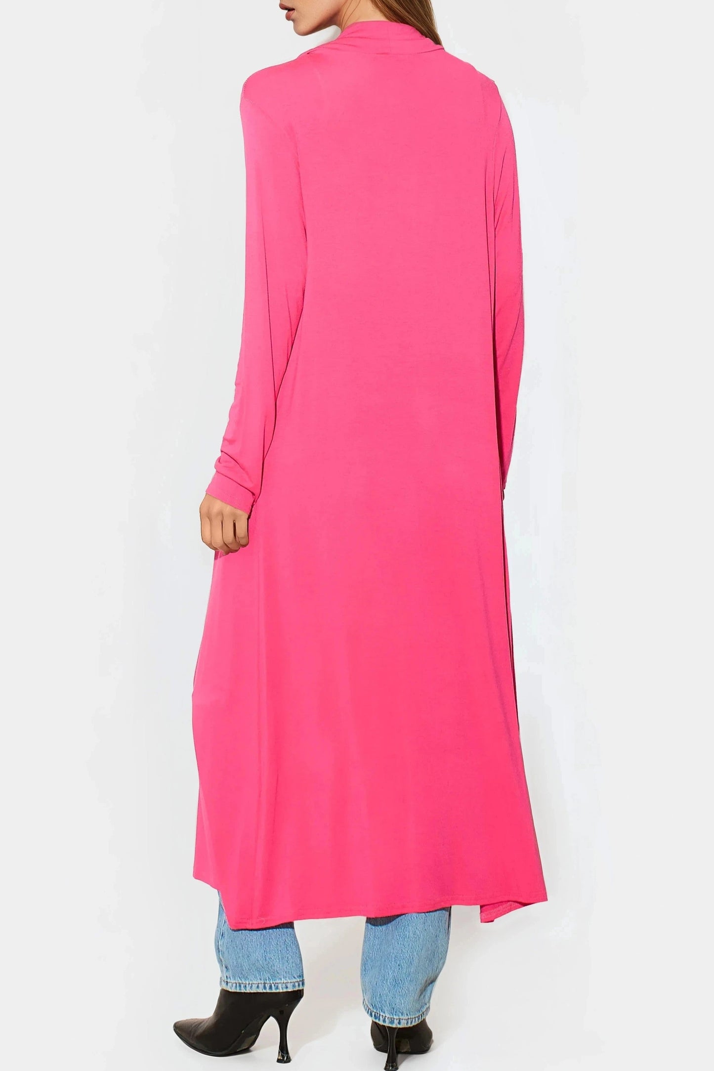 Fuchsia Jersey Longline Cardigan
