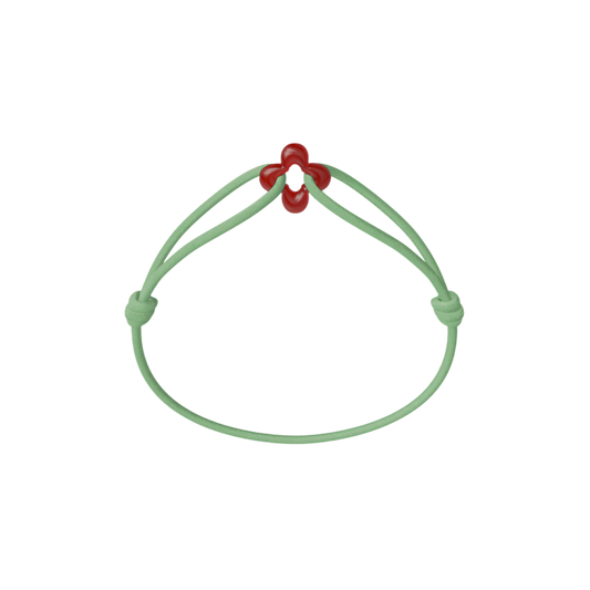 Mini Red Clover Cord Bracelet
