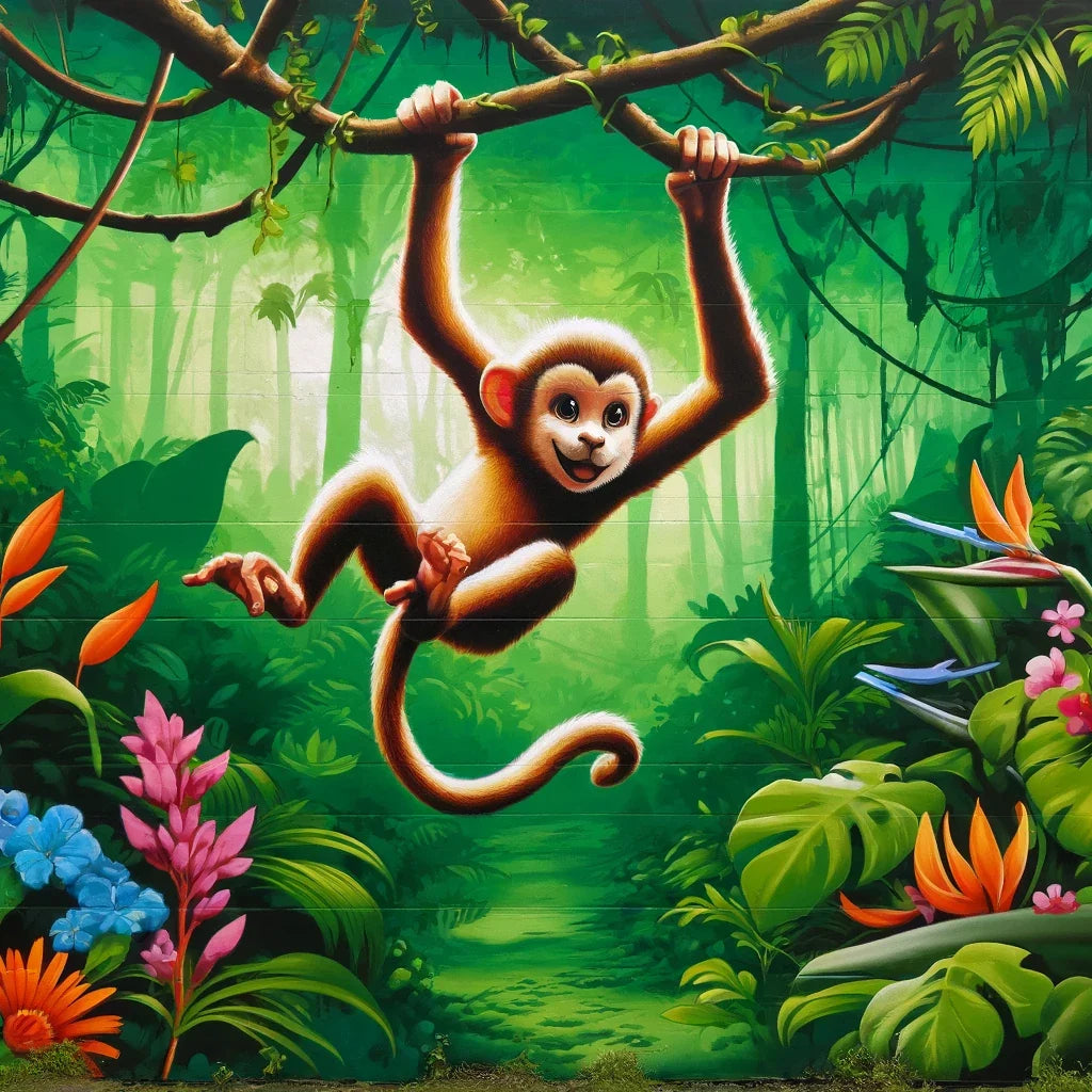 Mischievous Monkey Mural Canvas