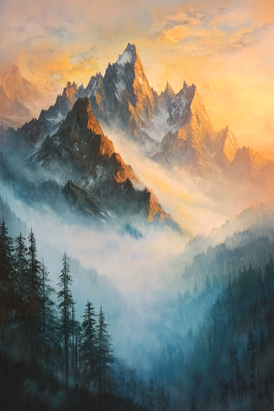 Misty Mountain Sunrise Canvas