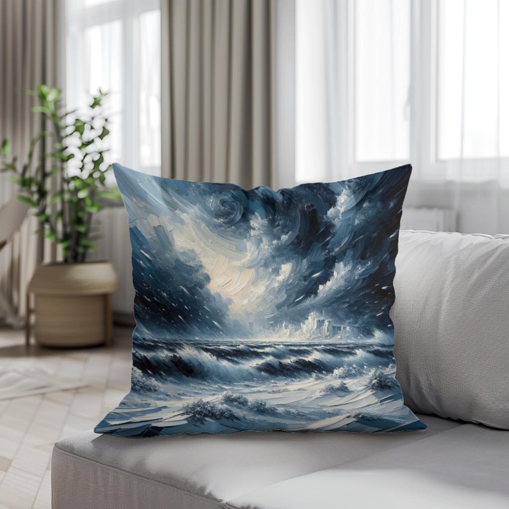 Winter's Fury Unleashed Cotton Cushion