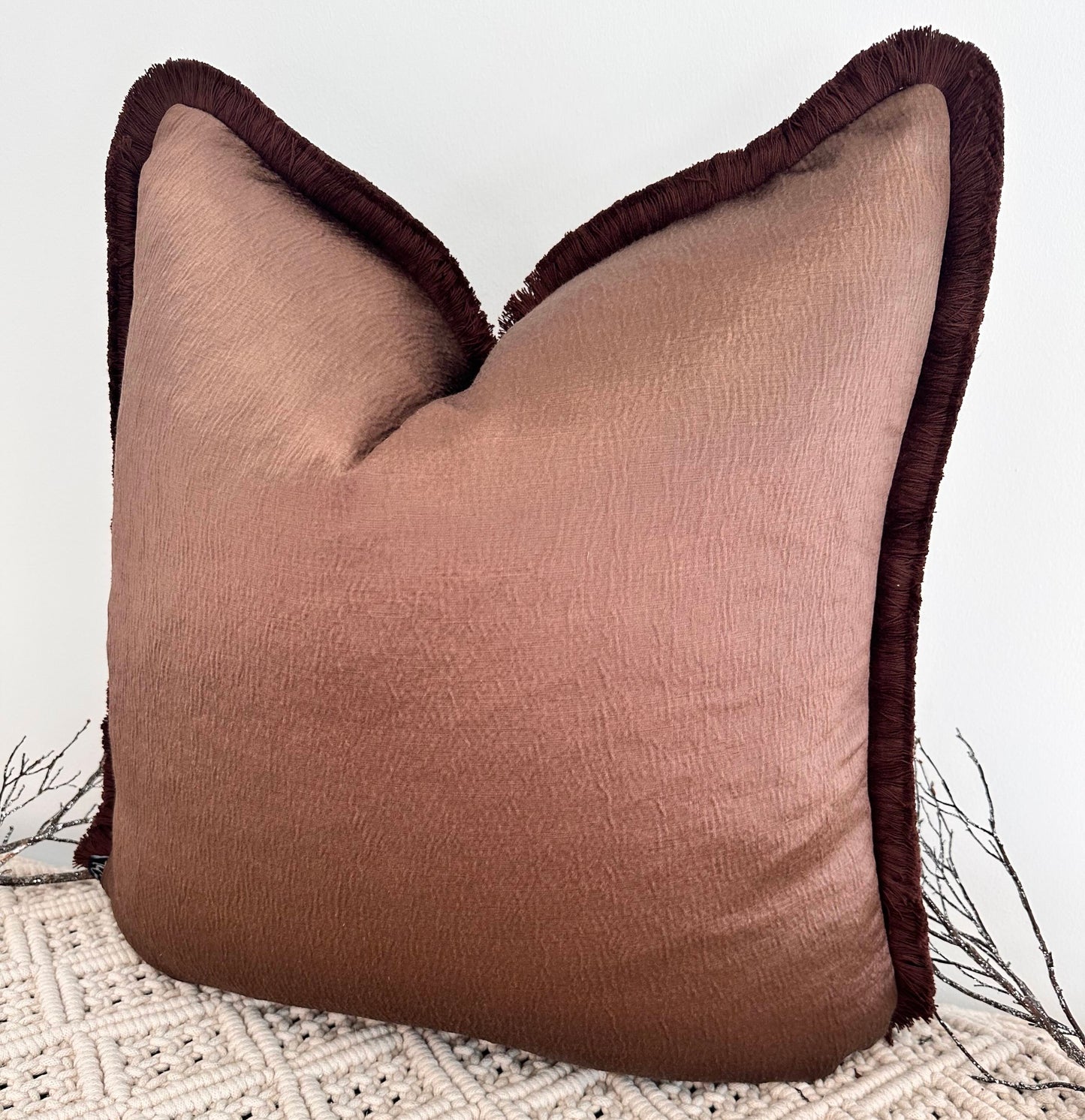 The Couture Cushion - The Mocha Laurent Fringed in Mocha - Style No. 211