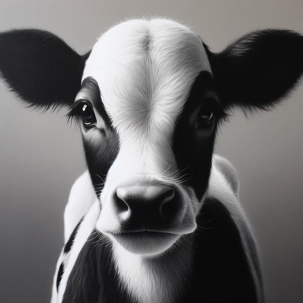 Monochromatic Serenity Cow Cotton Cushion