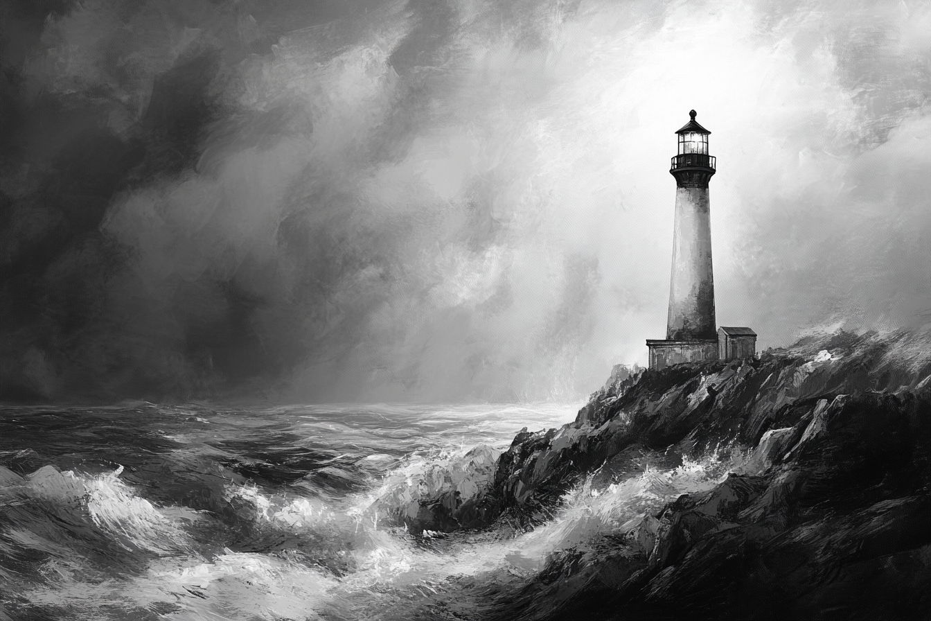 Monochrome Beacon Coast Canvas