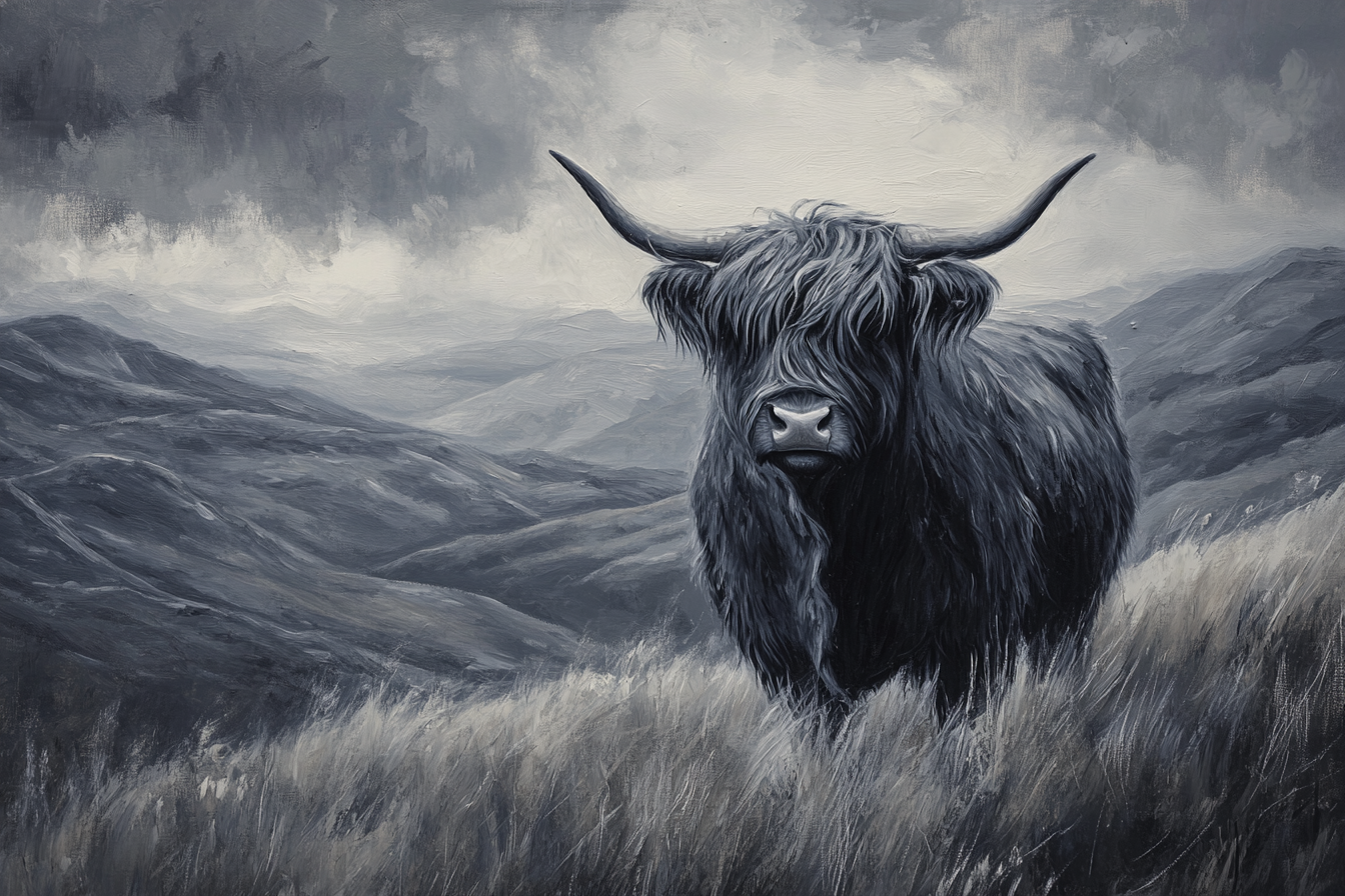 Monochrome Highland Majesty Canvas