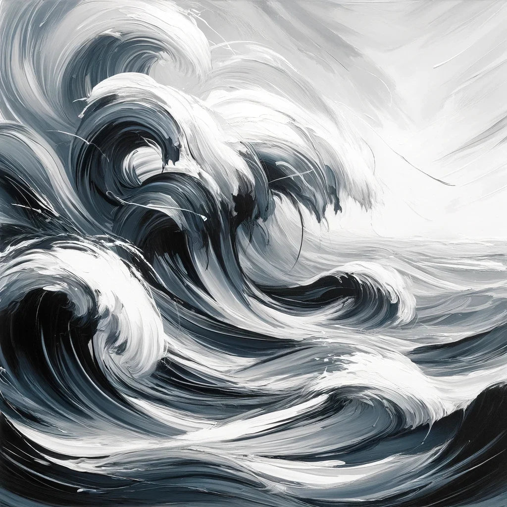 Monochrome Tides Canvas