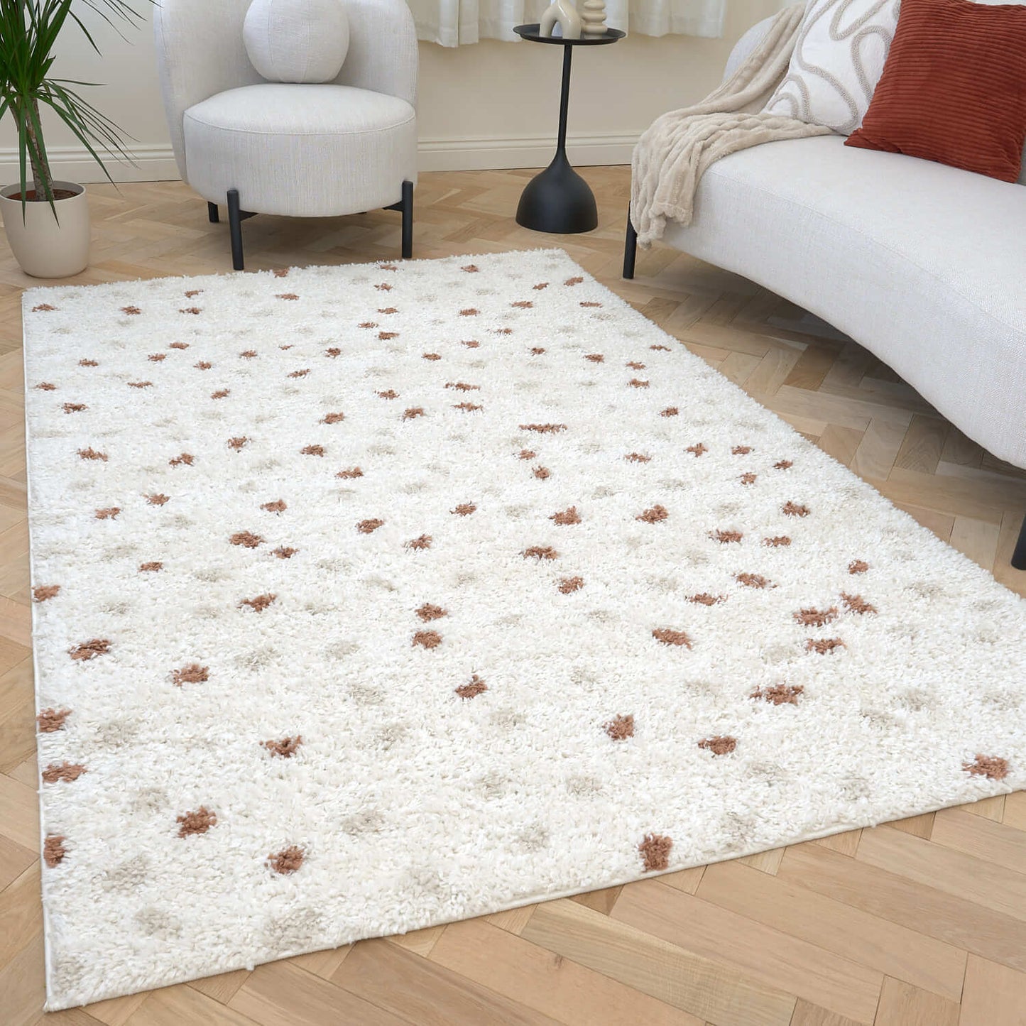 Moodi Shaggy Cream/Terra Biscotti Rug
