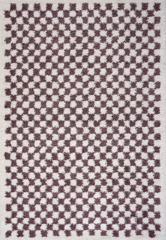 Moodi Shaggy Purple Mosscheck Rug