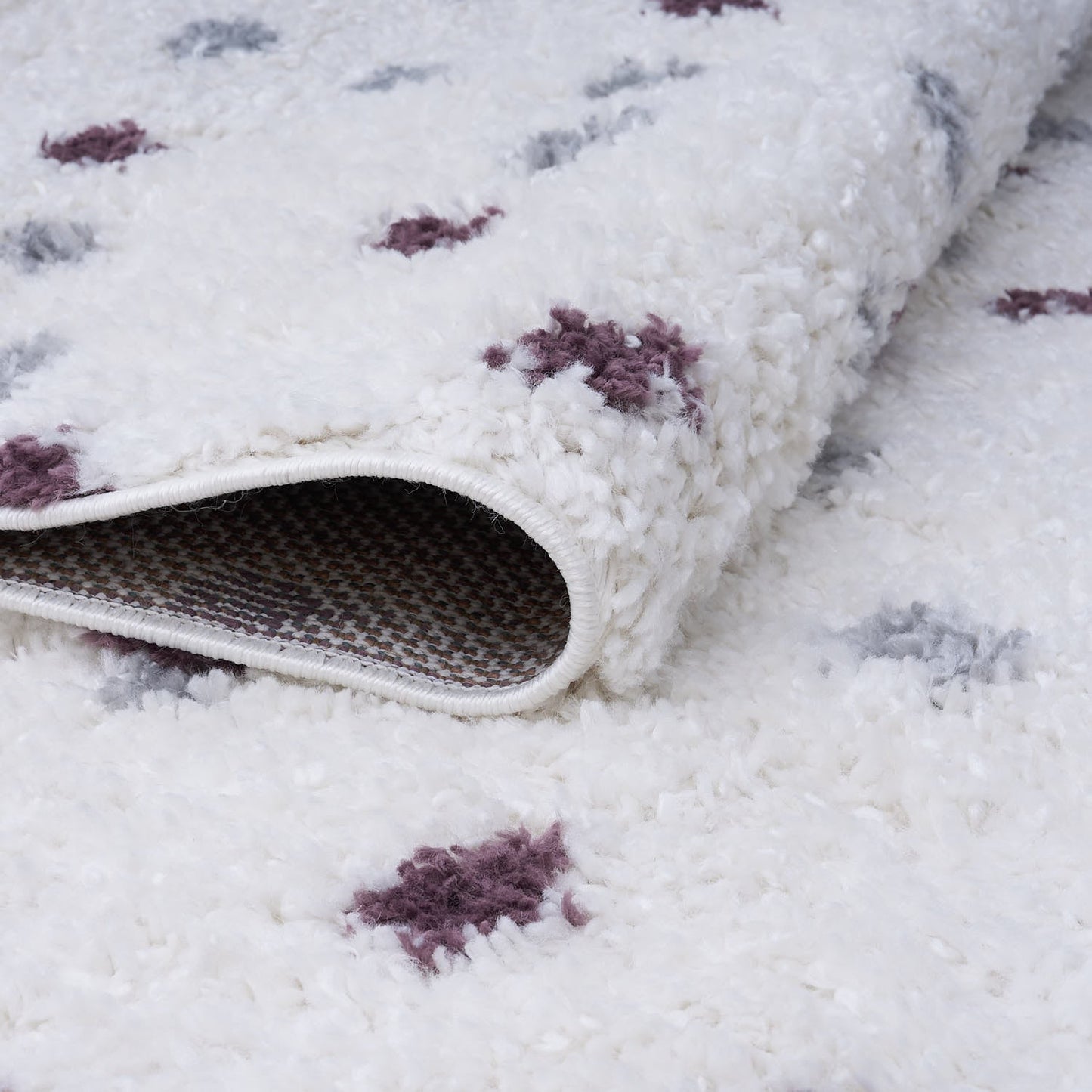 Moodi Shaggy Grey/Purple Plumetis Rug