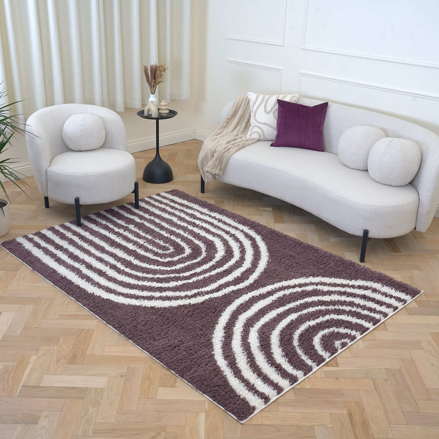 Moodi Shaggy Purple Velvetine Rug