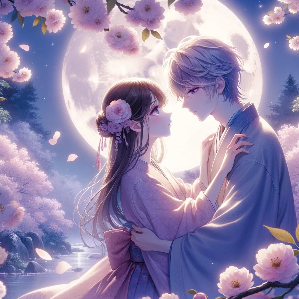 Moonlit Blossom Embrace Cotton Cushion