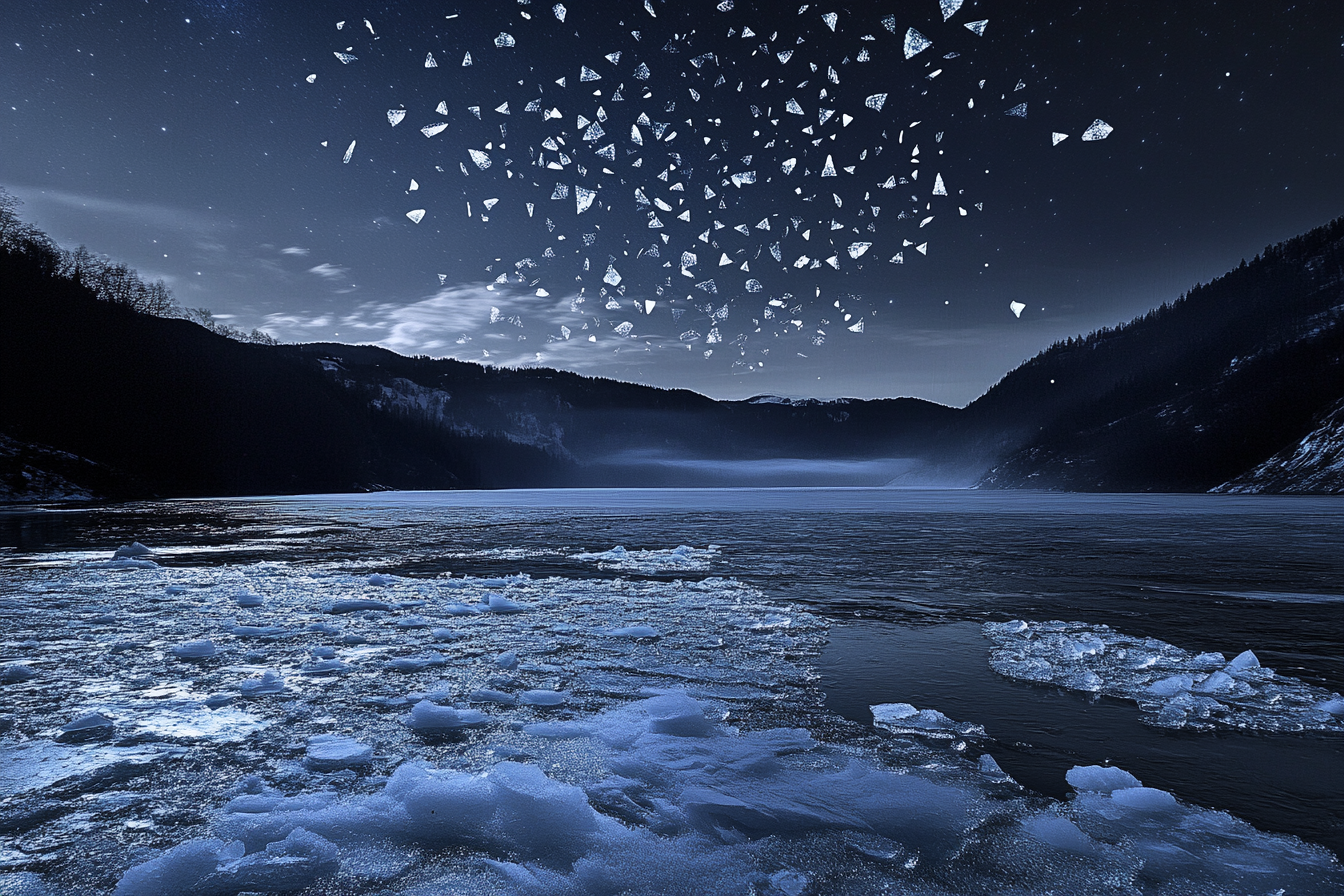 Moonlit Frozen Lake Canvas
