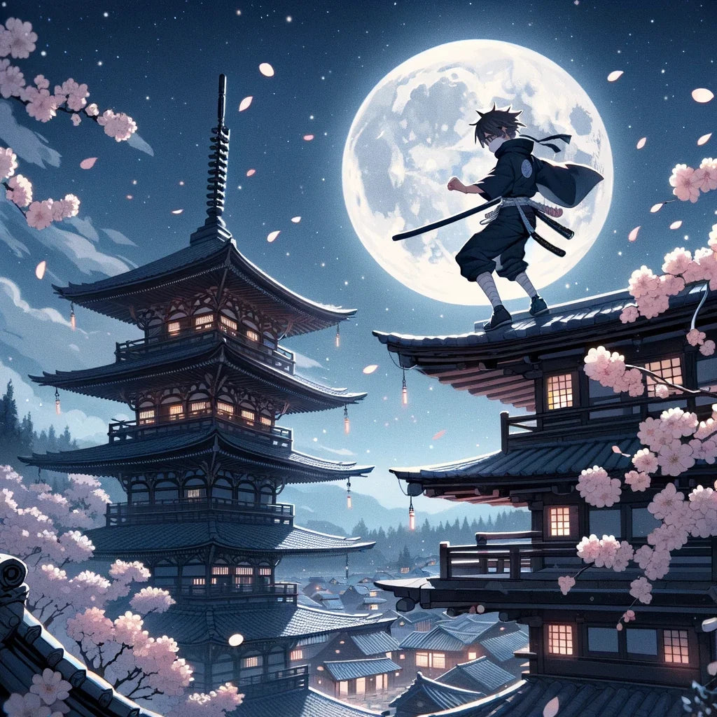 Moonlit Ninja Cotton Cushion