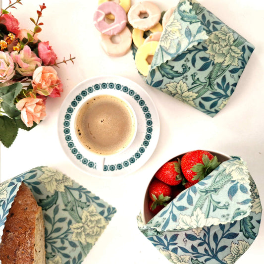 Honey Bee Good British Beeswax Set of 3 Handmade Beeswax Wraps | William Morris Hammersmith