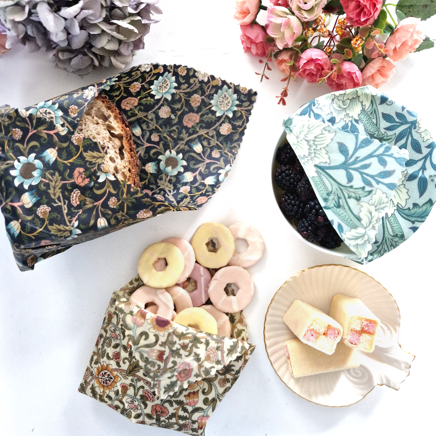 Honey Bee Good British Beeswax Set of 3 Handmade Beeswax Wraps | William Morris Hammersmith