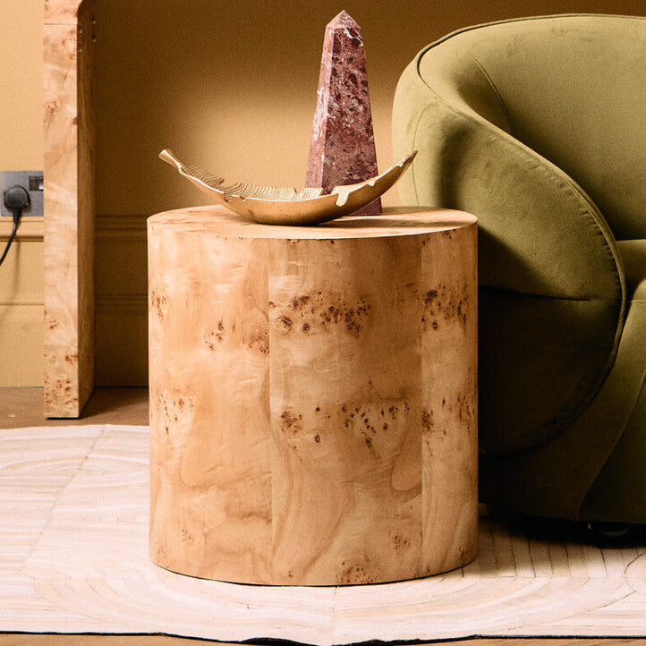 Mota Natural Wood Effect Round Side Table