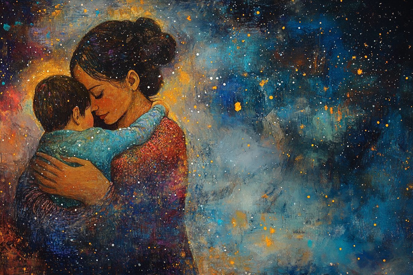 Mother and Child Starry Canvas
