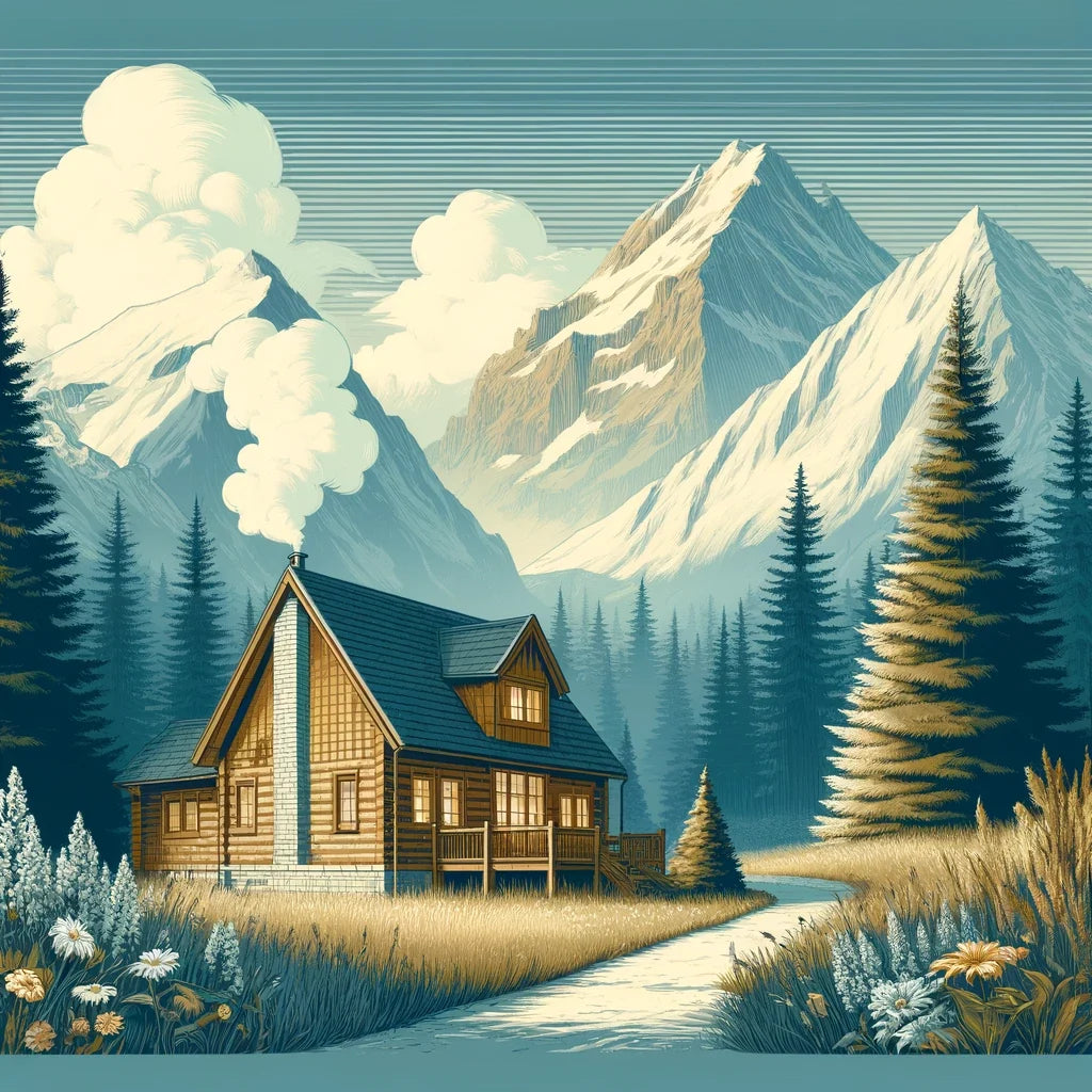 Mountain Cabin Serenity Canvas