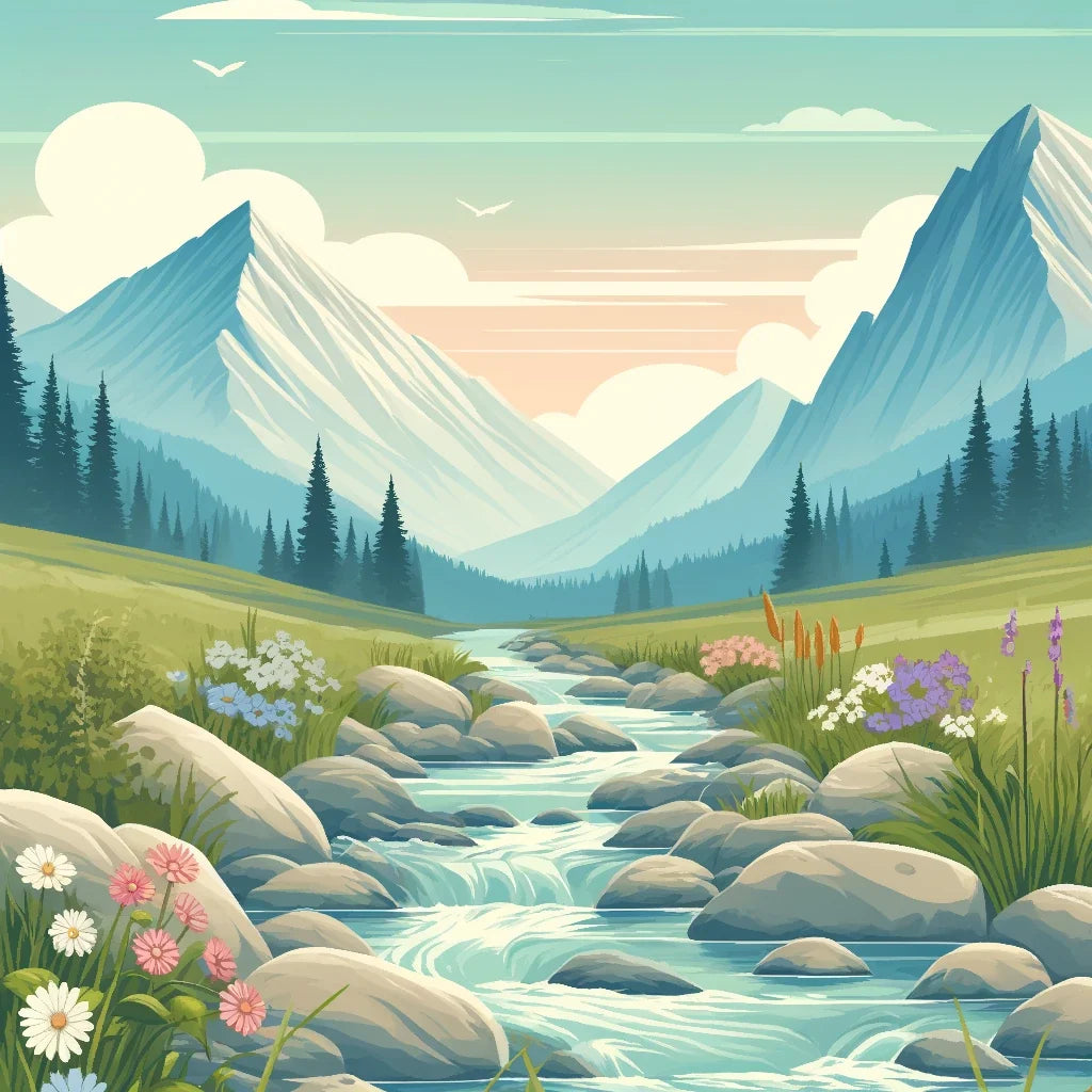Mountain Stream Serenity Canvas