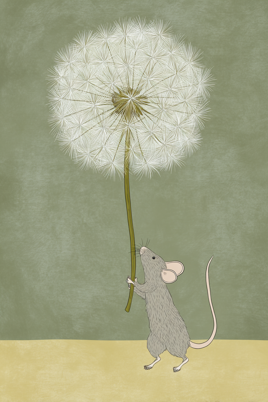 Mouse and Dandelion Canvas