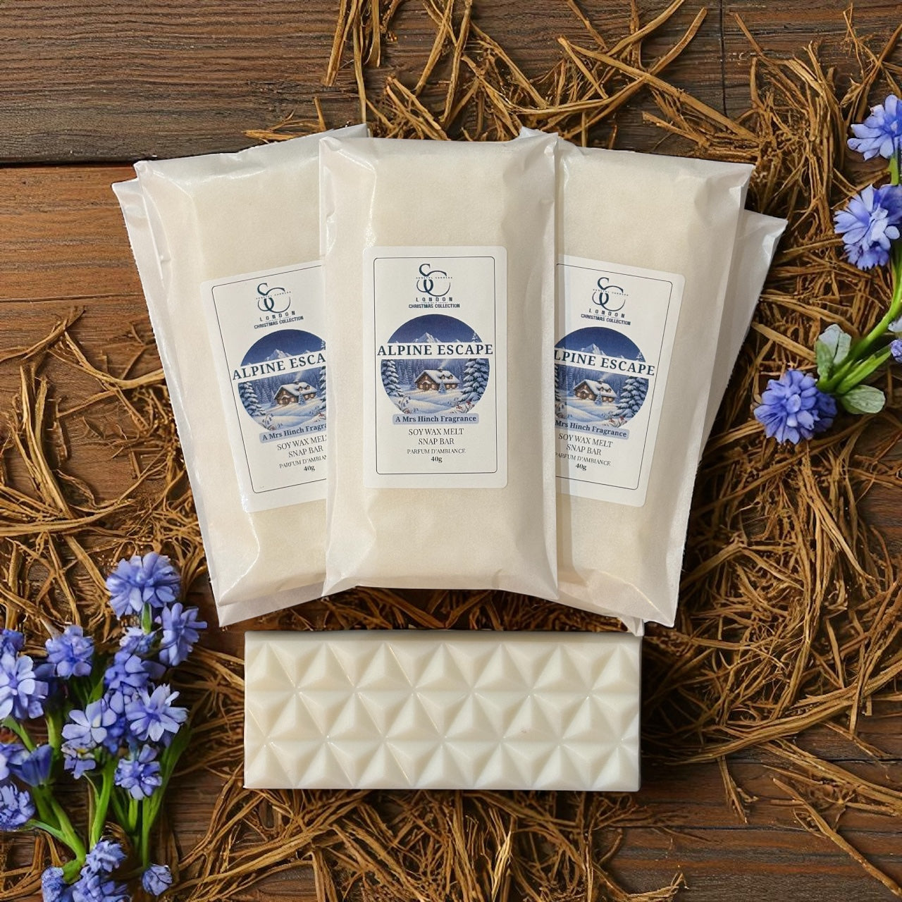 Mrs Hinch Alpine Escape Soy Wax Melt Snap Bar 40g by Soulful Candles – Winter Scent, Vegan, Handmade, UK
