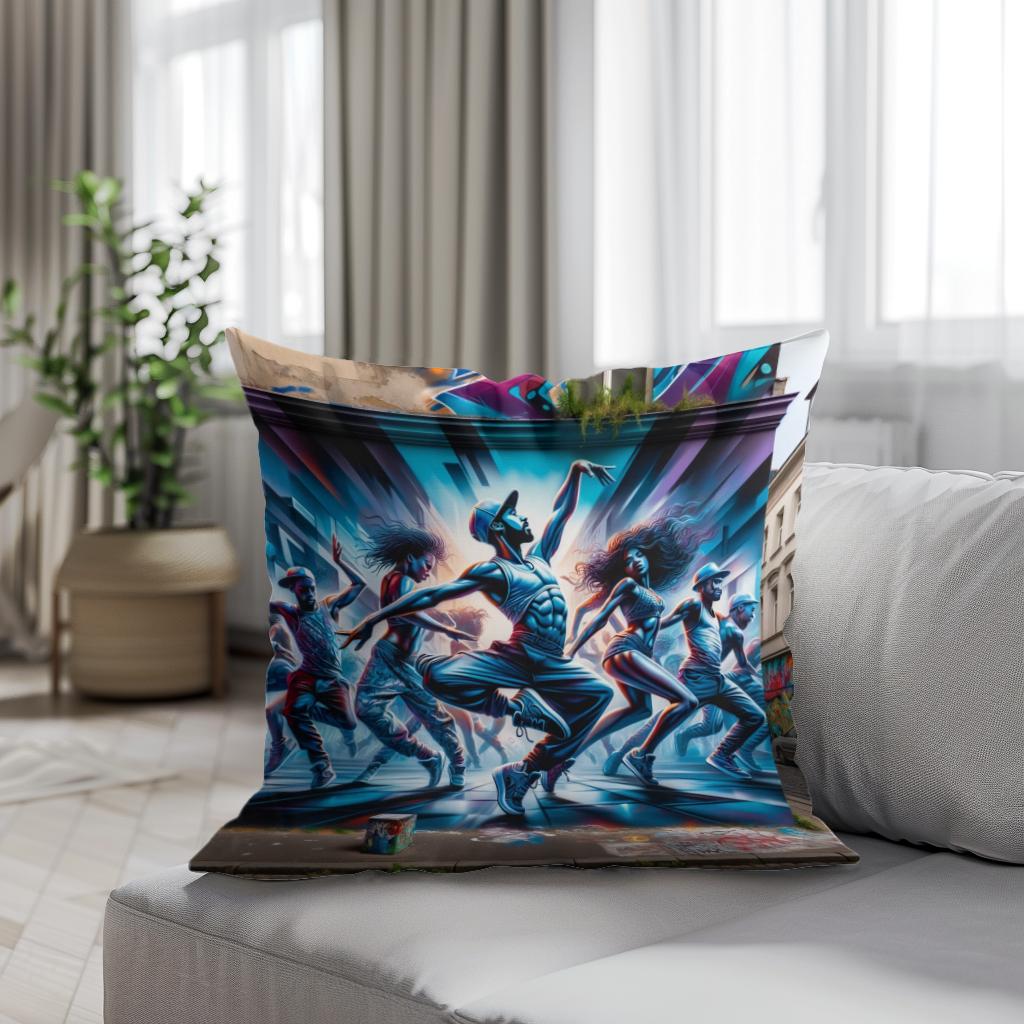 Dance of the Streets Cotton Cushion