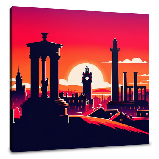 Edinburgh Calton Hill Sunset Silhouette Canvas