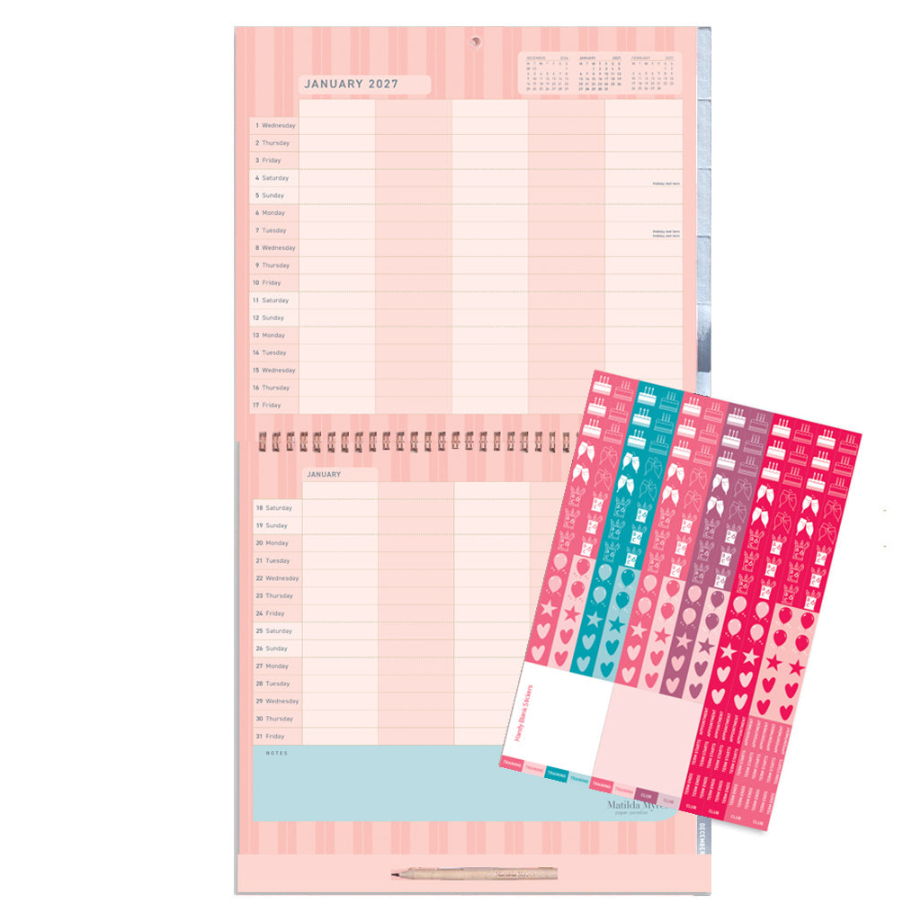 Matilda Myres | 2027 Monthly Five Column Family Calendar | Month-to-View