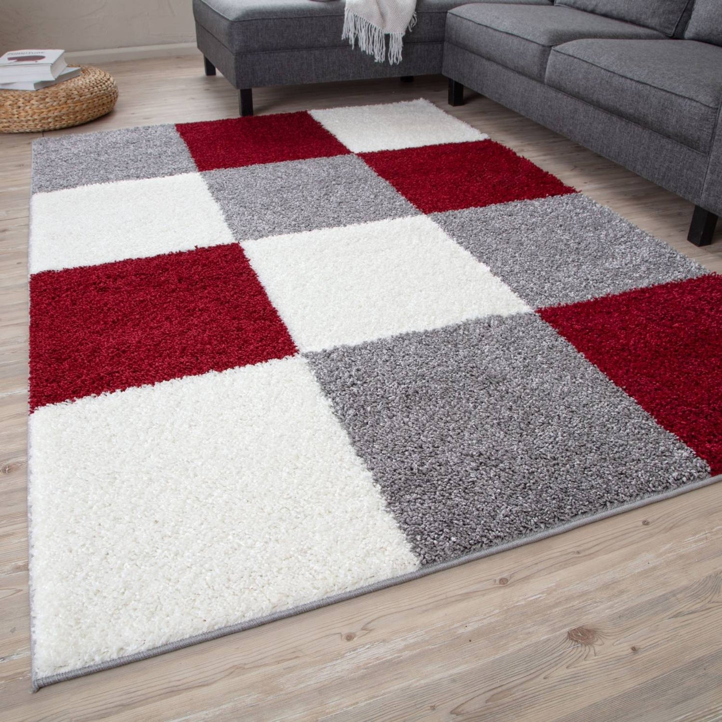 Myshaggy Geometric Red Rug