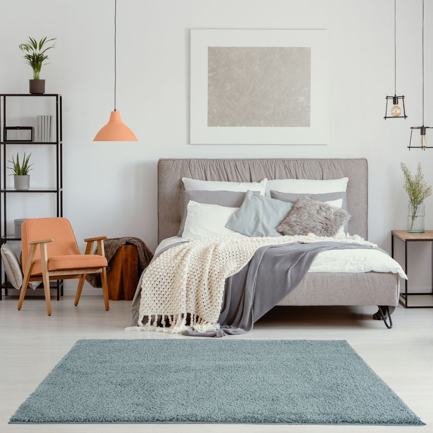 Myshaggy Solid Duck Egg Blue Rug