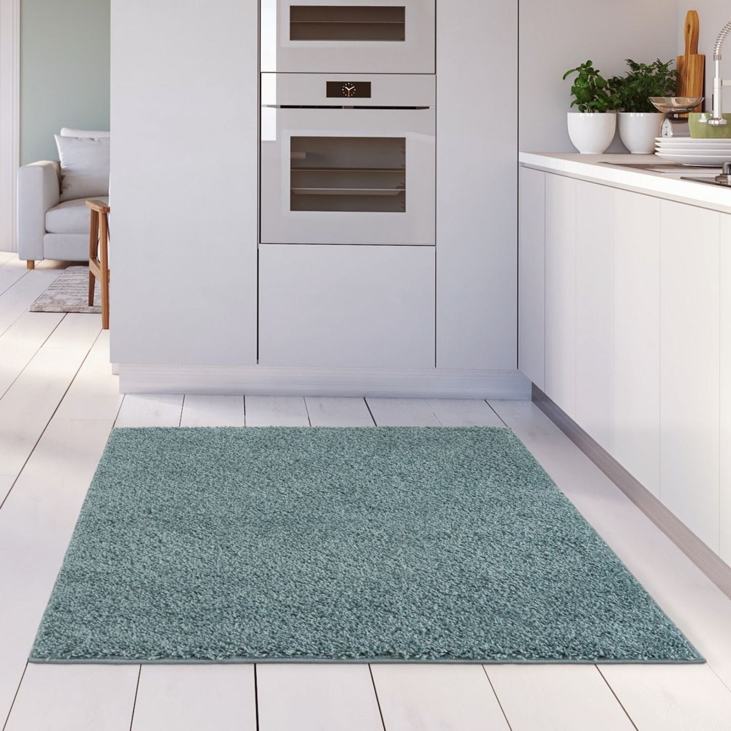 Myshaggy Solid Duck Egg Blue Rug