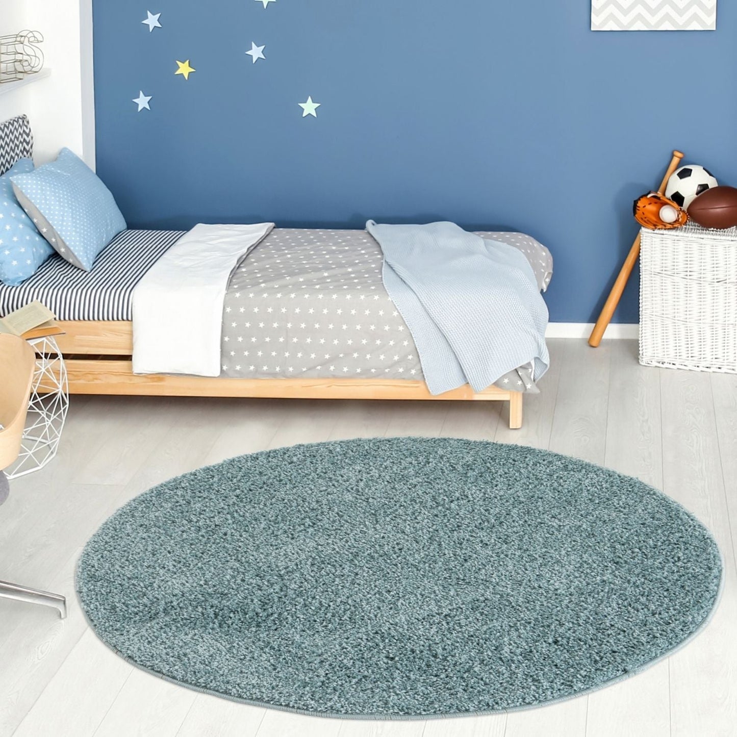 Myshaggy Solid Duck Egg Blue Rug