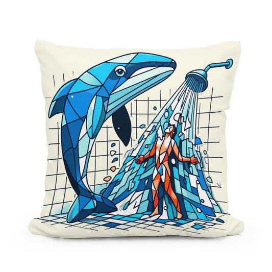 Whale of a Time Shower Cotton Cushion