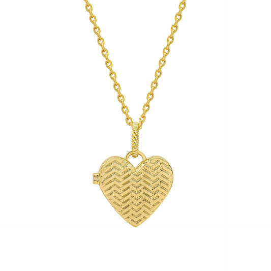 Laura Ashley Silver Picnic Basket Weave Heart Locket Necklace