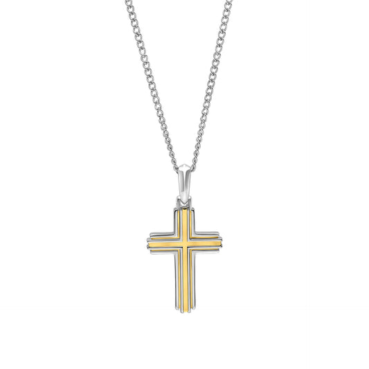 Fred Bennett Two Tone Stainless Steel Cross Necklace