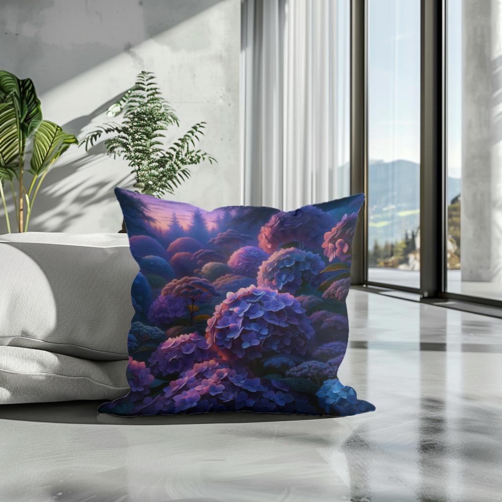Twilight Hydrangea Harmony Cotton Cushion