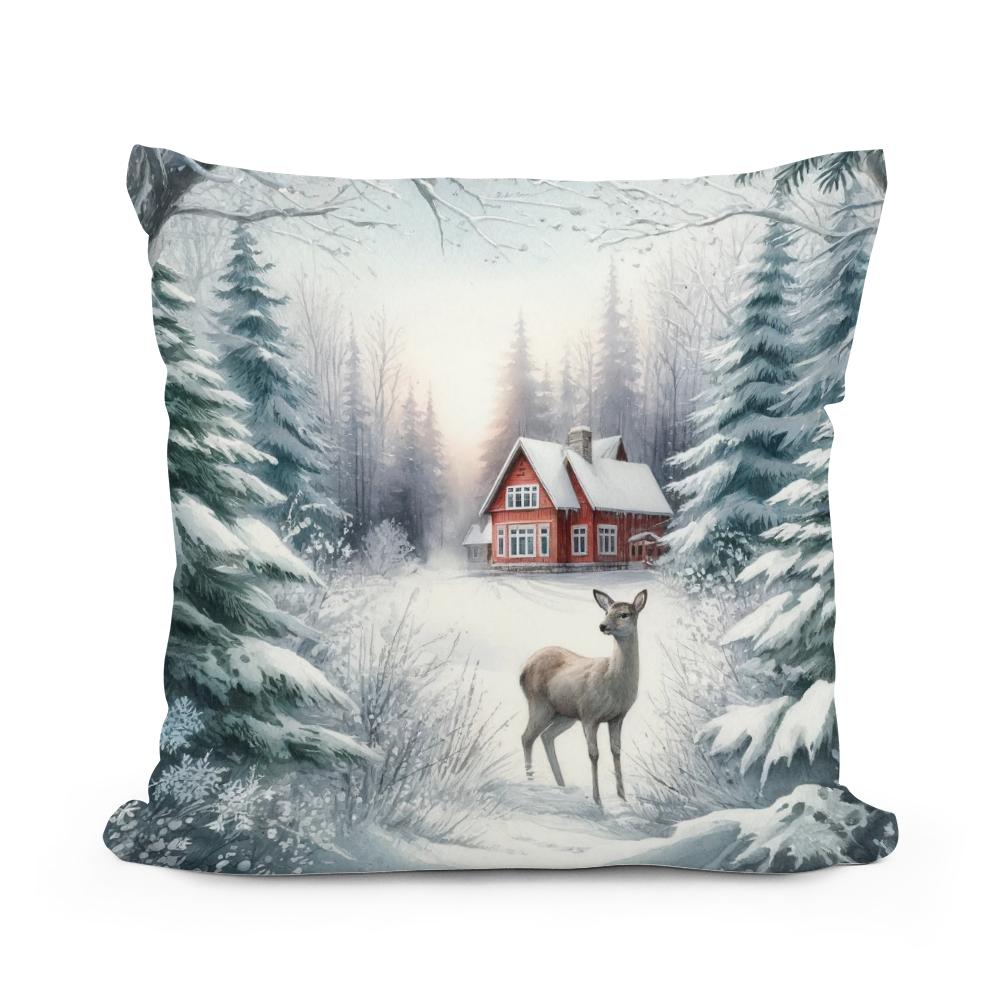 Winter's Gentle Gaze Cotton Cushion