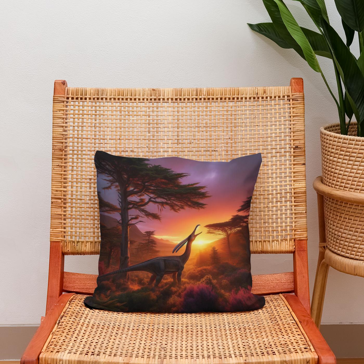 Sunset Serenade Parasaurolophus Cotton Cushion