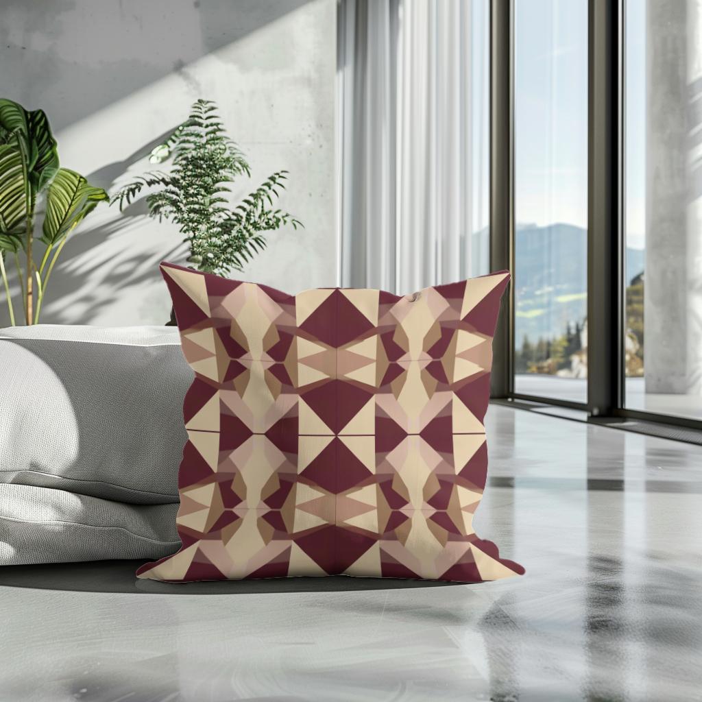 Burgundy Sand Triangles Cotton Cushion