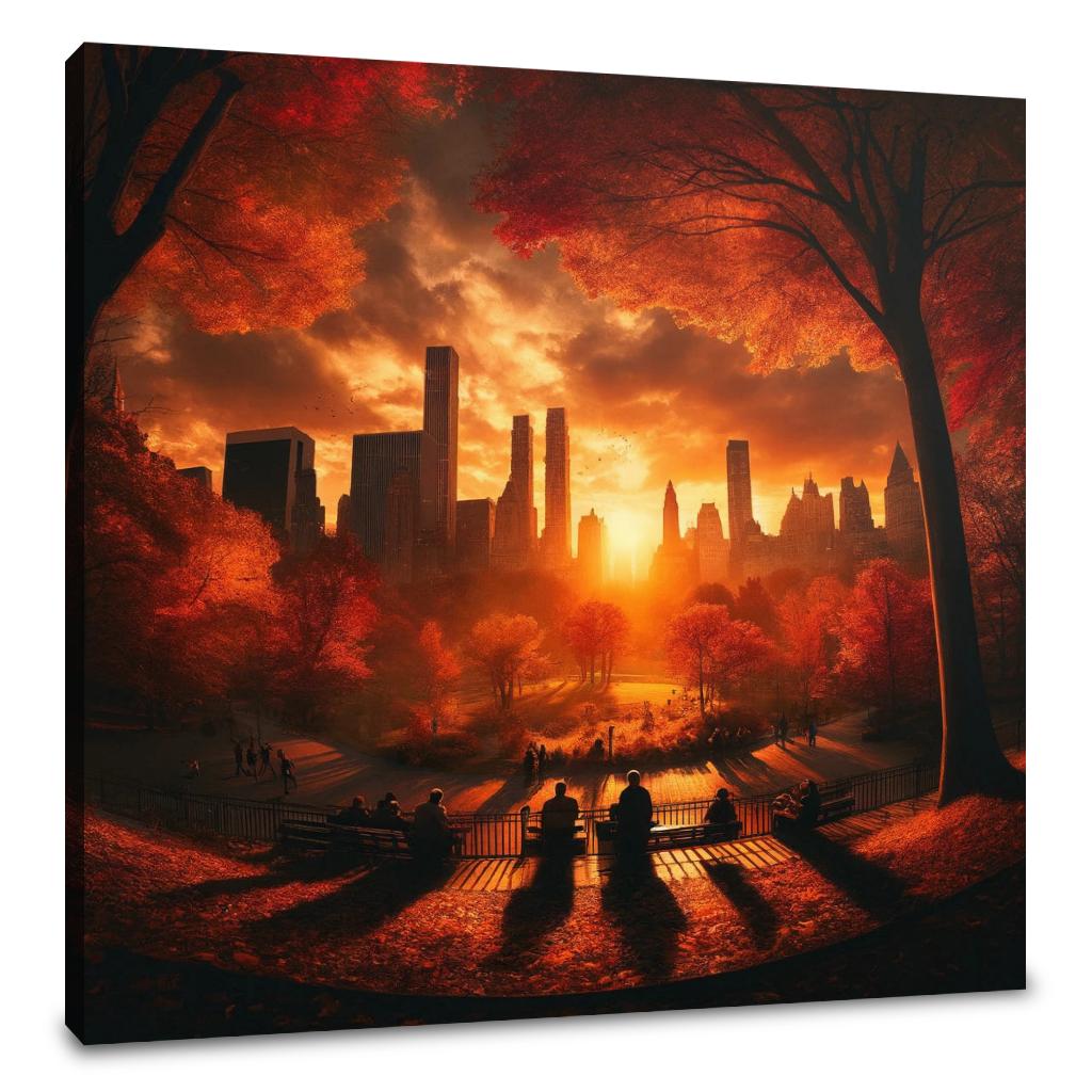 Autumn Sunset Silhouettes Canvas