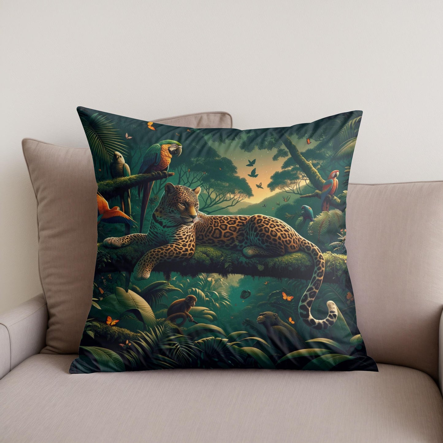 Twilight Jungle Cotton Cushion