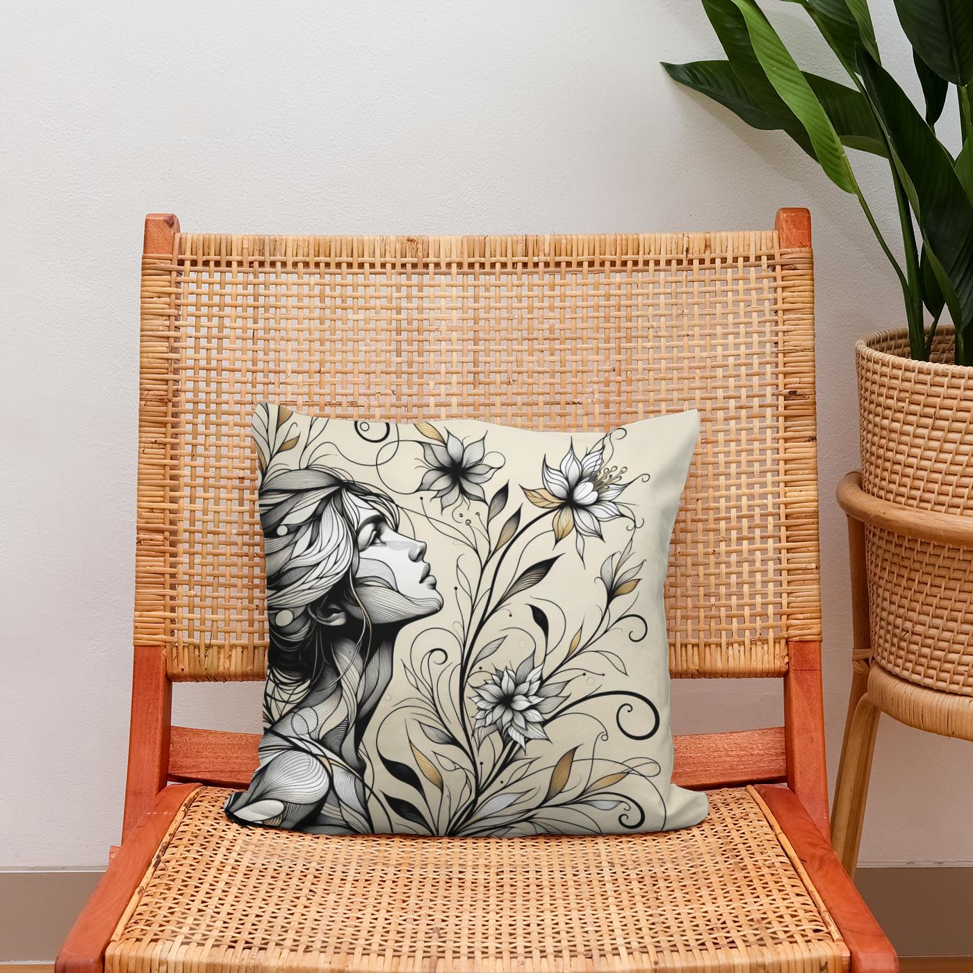 Serene Blossom Cotton Cushion